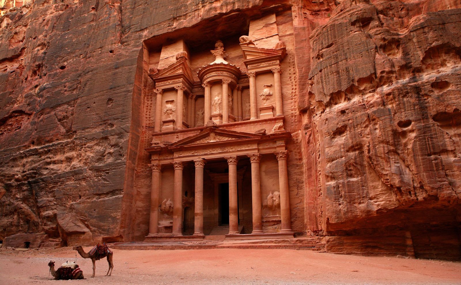 Petra is a treasure of the ancient world, hidden behind an impenetrable wall of almost rugged mountains,
                    boasting incomparable scenes that make the site more majestic, and the introduction of old still exist today ..
           ...